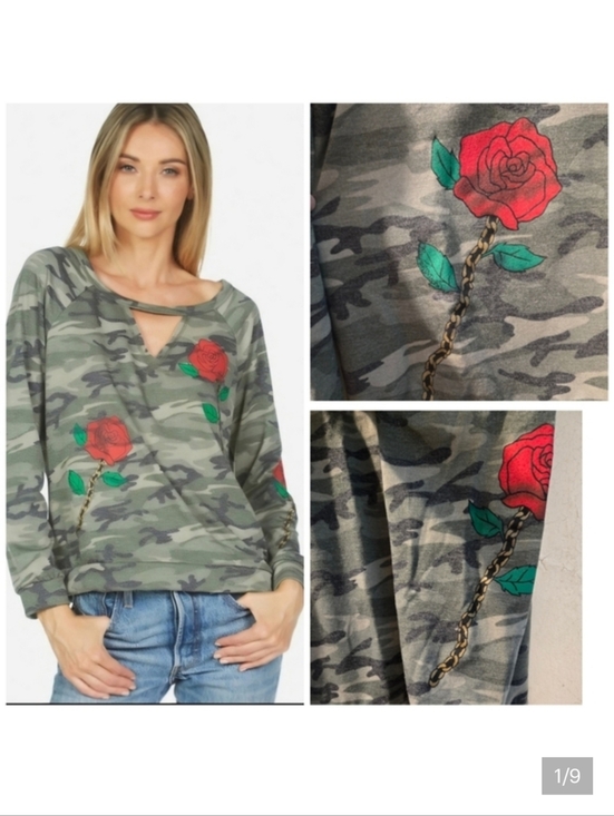 Lauren Moshi Tops - NWT Lauren Moshi Zahara Rose Camo sweatshirt